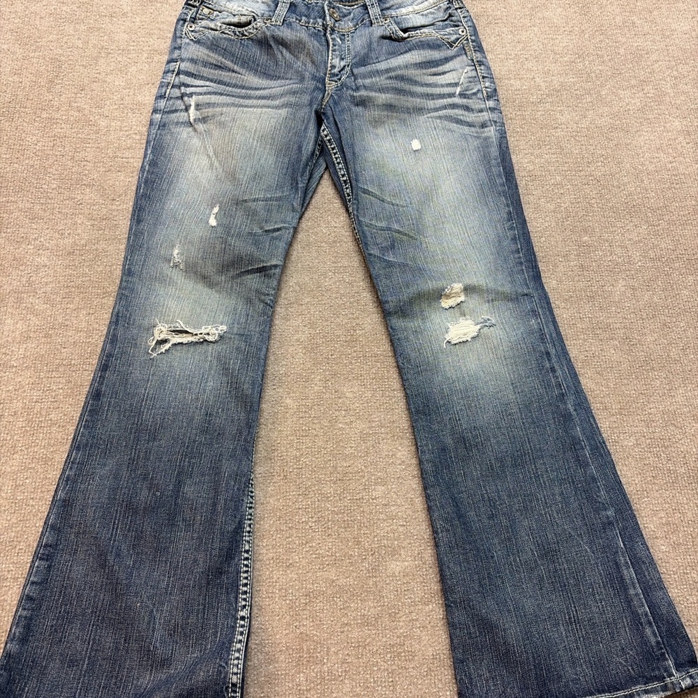 Silver Jeans Suki Surplus Bootcut Distressed Jeans Medium Wash W28 L30 0729